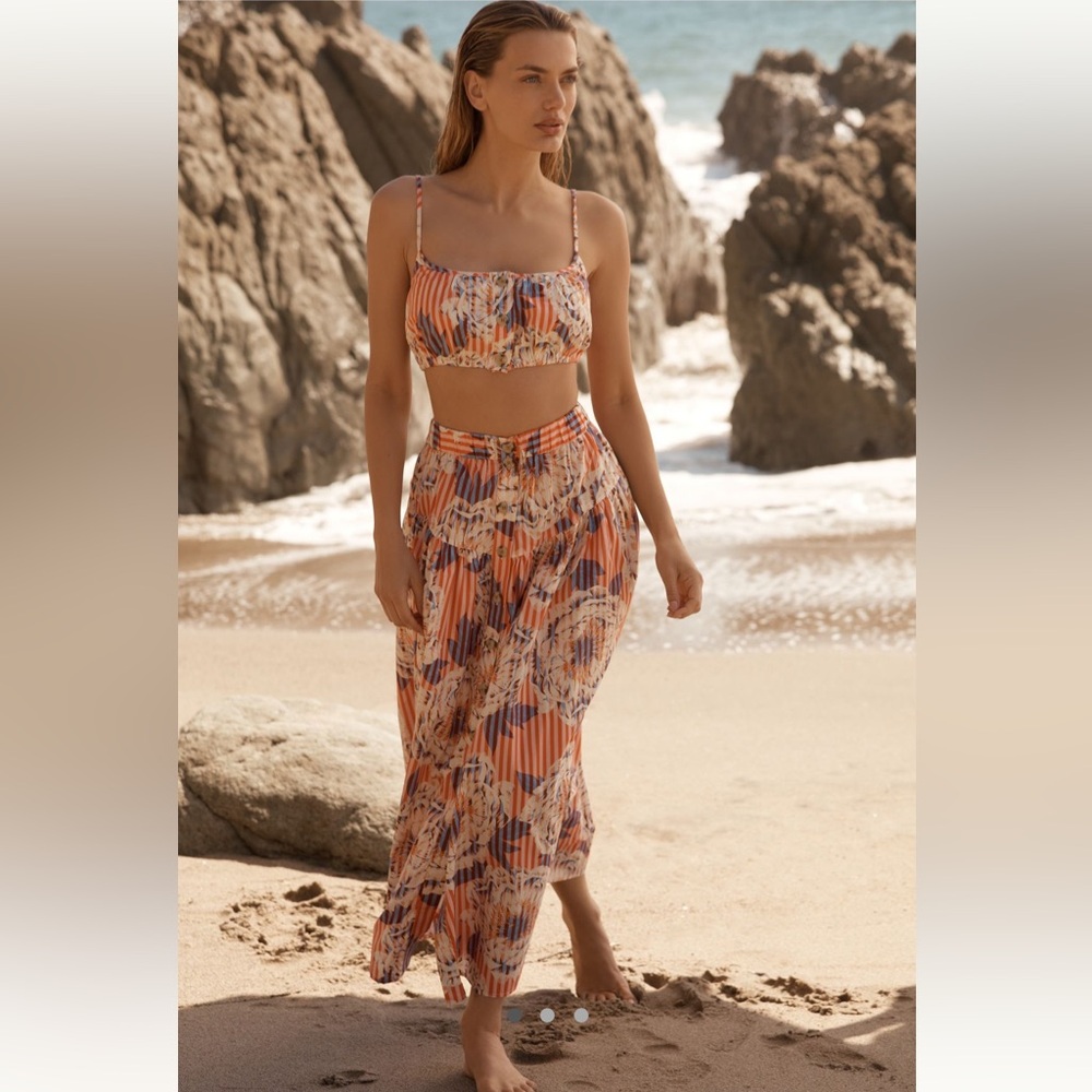 midi button up Anthropologie skirt